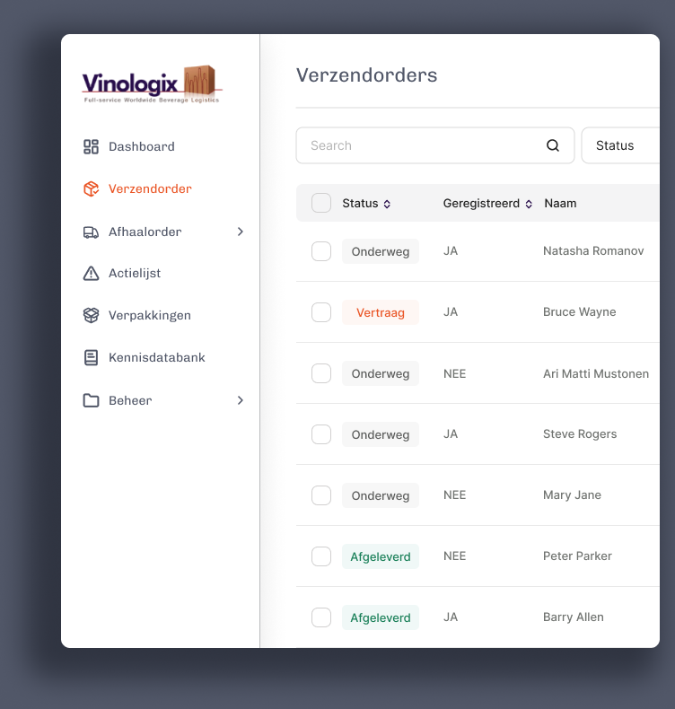 Zoomed-in snippet of the VLX Flow shipping platform